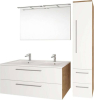 Mereo Bino, koupelnová skříňka s keramickým umyvadlem 121 cm, bílá/dub CN673