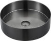 Sapho AURUM nerezové umyvadlo na desku, průměr 38cm, včetně výpusti, gun metal AU101
