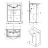 Aqualine KERAMIA FRESH umyvadlová skříňka 60, 6x74x34cm, dub platin 50065