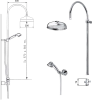 Sapho ANTEA sprchový sloup k napojení na baterii, hlavová, ruční sprcha, chrom SET021