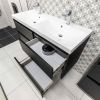 Mereo Mailo, koupelnová skříňka s umyvadlem z litého mramoru 121 cm, antracit, chrom madlo CN538M