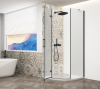 Gelco TRINITY BLACK čtvrtkruhový sprchový kout 900x900mm, matné sklo, levé GT6590ML-B