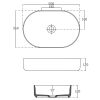 Isvea INFINITY OVAL keramické umyvadlo na desku, 55x36cm, černá mat 10NF65055-2N