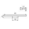 KANLUX ASTEN LED svítidlo 12W, 600x110mm, IP44, černá mat 26684