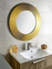 Sapho SUNBEAM kulaté zrcadlo v dřevěném rámu ø 90cm, zlatá SB900