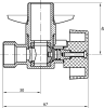 Aqualine Pračkový kulový ventil se zpětným ventilem 1/2"x3/4" - L, chrom 5310