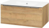 Mereo Mailo, koupelnová skříňka s keramickým umyvadlem 81 cm, dub Riviera, chrom madlo CN526