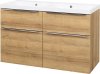 Mereo Mailo, koupelnová skříňka s umyvadlem z litého mramoru 121 cm, dub Riviera, chrom madlo CN523M
