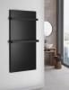 Sapho ENIS koupelnový sálavý topný panel 600W, 590x1200 mm, držáky ručníků, IP44, černá mat RH600B-2