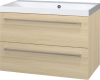 Mereo Bino, koupelnová skříňka s umyvadlem z litého mramoru 81 cm, dub Sand Barbera CN631M