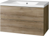 Mereo Aira, koupelnová skříňka s umyvadlem z litého mramoru 101 cm, dub Halifax CN742M