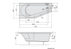 Polysan TIGRA L asymetrická vana 170x80x46cm, ivory 90111.40