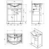Aqualine KERAMIA FRESH umyvadlová skříňka, 1 zásuvka, 60, 6x74x34cm, dub platin 50066