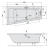 Polysan ANDRA L SLIM asymetrická vana 180x90x45cm, bílá 72872S