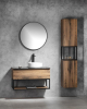 Sapho SKARA skříňka 35x171x32cm, 2x dvířka, levá/pravá, černá mat/dub Collingwood CG010-1919