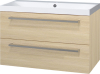 Mereo Bino, koupelnová skříňka s umyvadlem z litého mramoru 101 cm, dub Sand Barbera CN632M