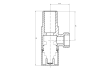 Aqualine Rohový ventil 1/2"x3/8", hranatý, chrom 5318