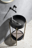 Sapho AURUM nerezové umyvadlo na desku, průměr 38cm, včetně výpusti, gun metal AU101