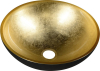 Sapho MURANO BLACK-GOLD skleněné umyvadlo na desku, průměr 40cm, černá/zlatá AL5318-77