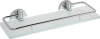 Sapho X-ROUND E skleněná polička s výklopnou hrazdou 300x130mm, mléčné sklo, chrom XR607