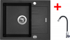 Granitový dřez Sinks LINEA 600 XC Metalblack + Elasta nerez/černá G20374XC