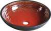 Sapho ATTILA keramické umyvadlo, průměr 43cm, tomatová červeň/petrolejová DK007