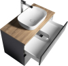Aqualine ALTAIR skříňka s deskou 87, 5 cm, černá mat/dub emporio AI690-01