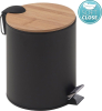 Gedy KENTA odpadkový koš 3l, Soft Close, černá mat/bambus 1309