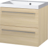 Mereo Bino, koupelnová skříňka s umyvadlem z litého mramoru 61 cm, dub Sand Barbera CN630M