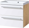 Mereo Bino, koupelnová skříňka s umyvadlem z litého mramoru 61 cm, bílá/dub CN670M