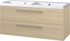 Mereo Bino, koupelnová skříňka s umyvadlem z litého mramoru 121 cm, dub Sand Barbera CN633M