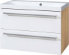 Mereo Bino, koupelnová skříňka s umyvadlem z litého mramoru 81 cm, bílá/dub CN671M