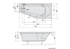 Polysan TIGRA R asymetrická vana 170x80x46cm, ivory 90611.40