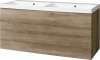 Mereo Aira, koupelnová skříňka s umyvadlem z litého mramoru 121 cm, dub Halifax CN743M