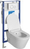 Závěsné WC AVVA CLEANWASH , integr. baterie a bidet. sprška s podomítkovou nádržkou a tlačítkem Schwab, bílá 100315-SET5