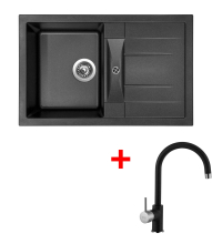 Granitový dřez Sinks CRYSTAL 780 Metalblack+VITALIA GR CR78074VIGR74