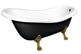 Polysan RETRO volně stojící vana 158x76x71cm, nohy bronz, černá/bílá 72972