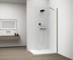 Polysan ESCA GOLD MATT jednodílná sprchová zástěna k instalaci ke stěně, sklo čiré, 900 mm ES1090-04