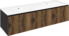 Sapho LOREA skříňka s dvojumyvadlem 161x46x51, 5cm (80+80cm), dub collingwood/černá mat LE080-1935-03