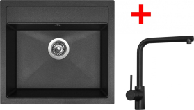 Granitový dřez Sinks SOLO 560 Granblack + ELKA Černá matná G23930