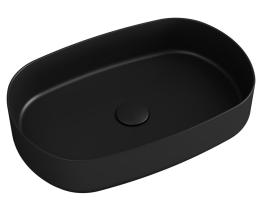 Isvea INFINITY OVAL keramické umyvadlo na desku, 55x36cm, černá mat 10NF65055-2N