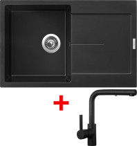 Granitový dřez Sinks ULTIMA 790 Pureblack + ENIGMA S Černá matná G25526