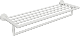 Sapho X-ROUND WHITE polička na ručníky s hrazdou 500mm, bílá mat XR421W