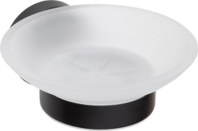 Sapho X-ROUND BLACK mýdlenka, mléčné sklo, černá mat XR803B