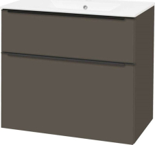 Mereo Mailo, koupelnová skříňka s keramickým umyvadlem 81 cm, šedá láva, černé madlo CN561B