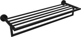 Sapho X-ROUND BLACK polička na ručníky s hrazdou 500mm, černá mat XR421B