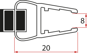 Polysan Set magnetických těsnění pro sklo 8mm a 3M pro nalepení , 2000mm NDTL02