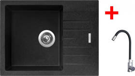 Granitový dřez Sinks PERFECTO 650 Granblack + Elasta nerez/černá G21830