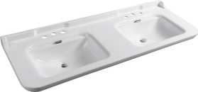 Kerasan WALDORF keramické dvojumyvadlo 150x55cm, 6 otvorů, bílá 4143K1-3