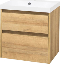 Mereo Opto, koupelnová skříňka s umyvadlem z litého mramoru 61cm, dub Riviera CN920M